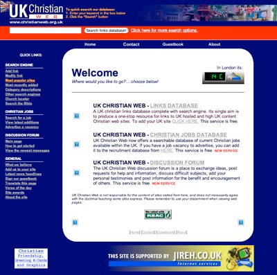 2000 to 2004 - UK Christian Web page design